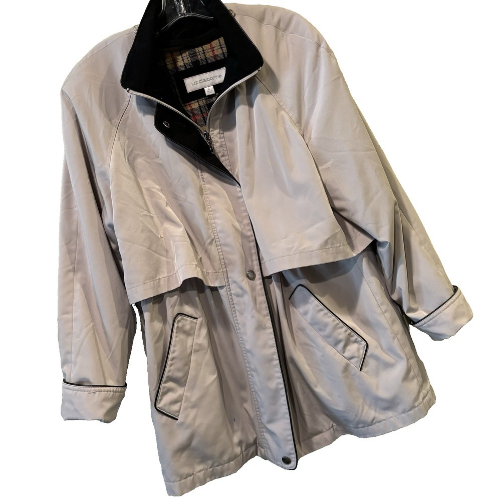 Liz Claiborne Chore Barn Jacket Coat Women's Large Zip Up Khaki removeable Liner - Picture 2 of 15